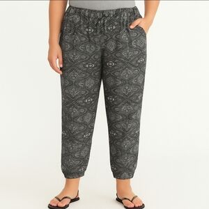 Freckles Black Geometric Indie Bohemian Tribal Wear Yoga Workout Pants Sz Lg